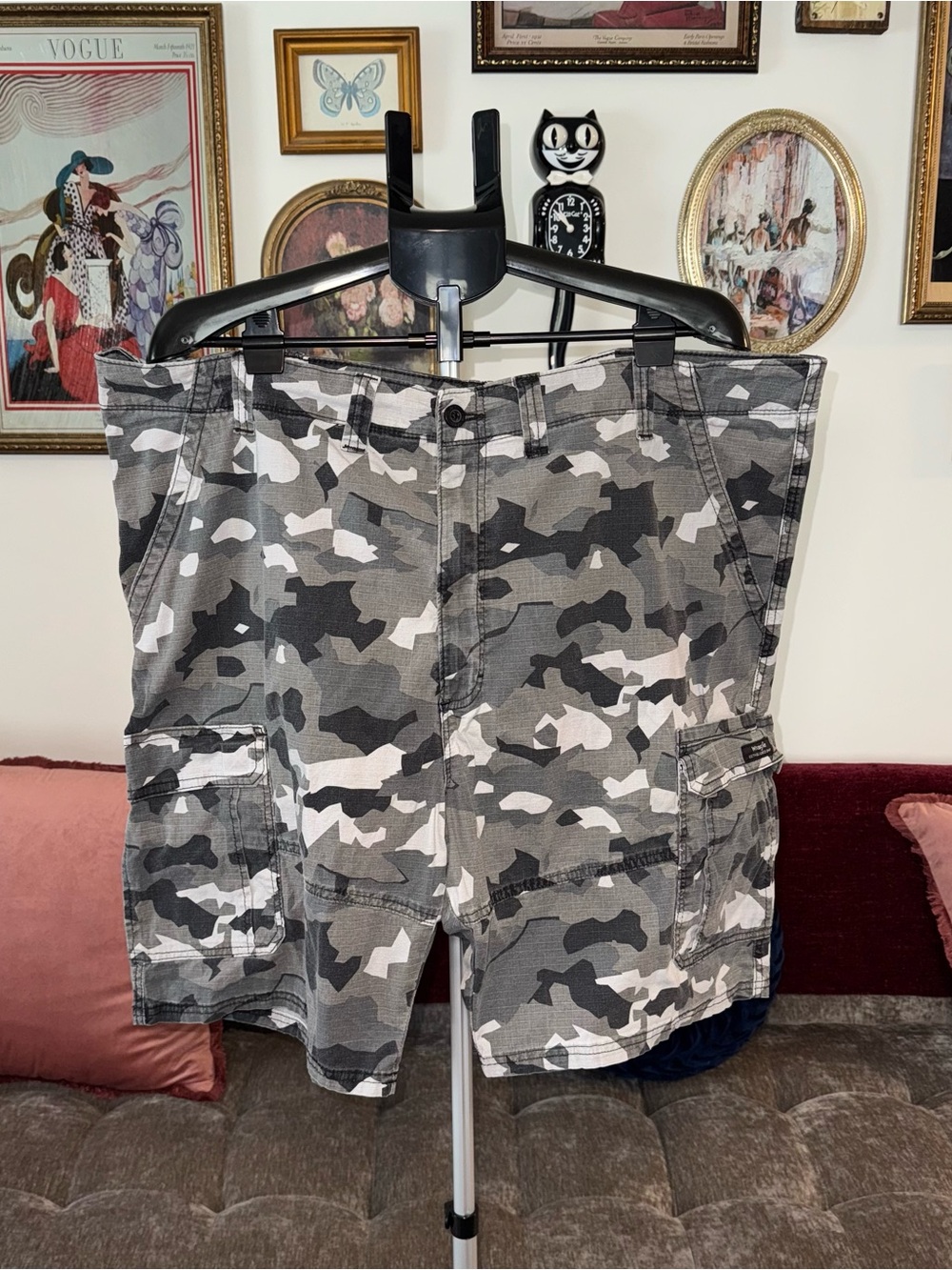 Wrangler Men's Gray Camo Cargo Shorts
